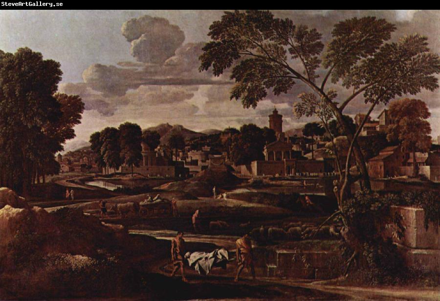 Nicolas Poussin Landschaft mit dem Begrabnis des Phokos